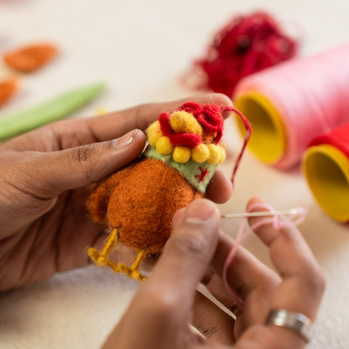 Handmade Felt Peggy the Hen Hanging Decoration