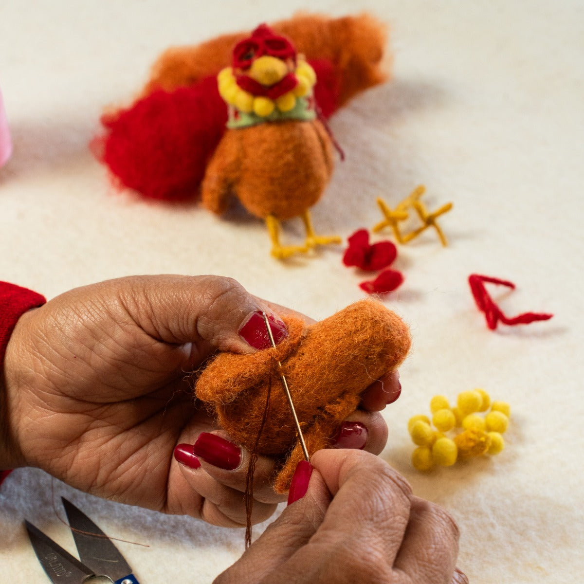 Handmade Felt Peggy the Hen Hanging Decoration