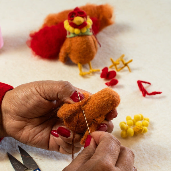 Handmade Felt Peggy the Hen Hanging Decoration