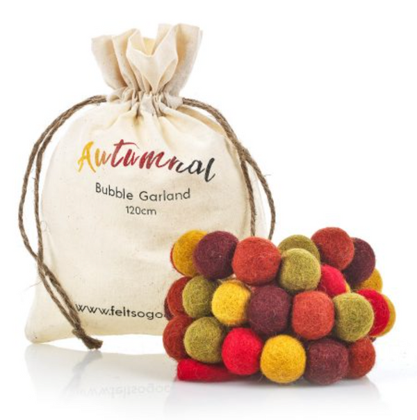Handmade Biodegradable Felt Autumnal Bubble Garland Home Decoration