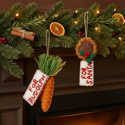 Handmade Felt  Snack for Santa Hanging Decoration