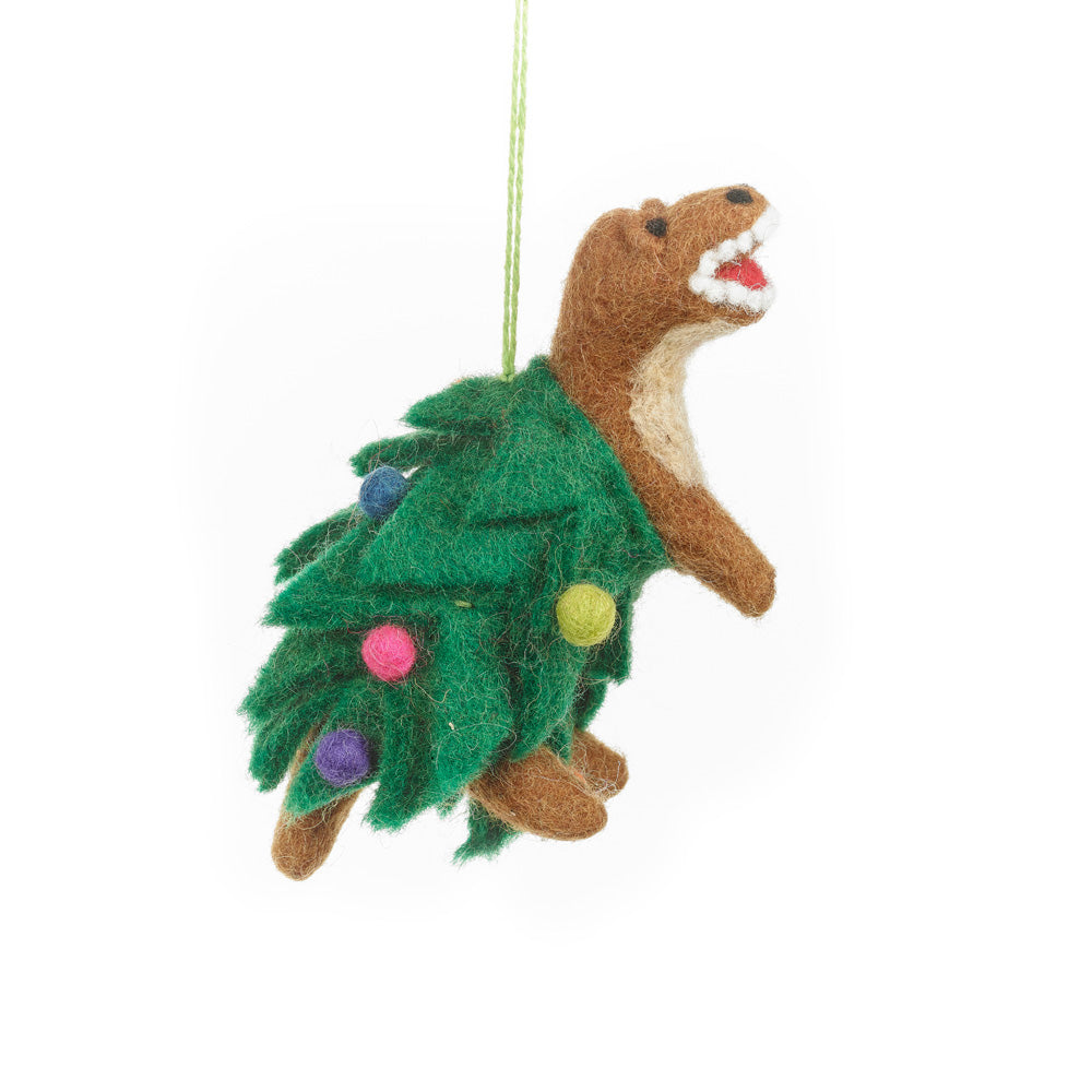 Handmade Needle Felt Tree-Rex Hanging Christmas Dinosaur Decoration