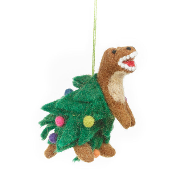 Handmade Needle Felt Tree-Rex Hanging Christmas Dinosaur Decoration