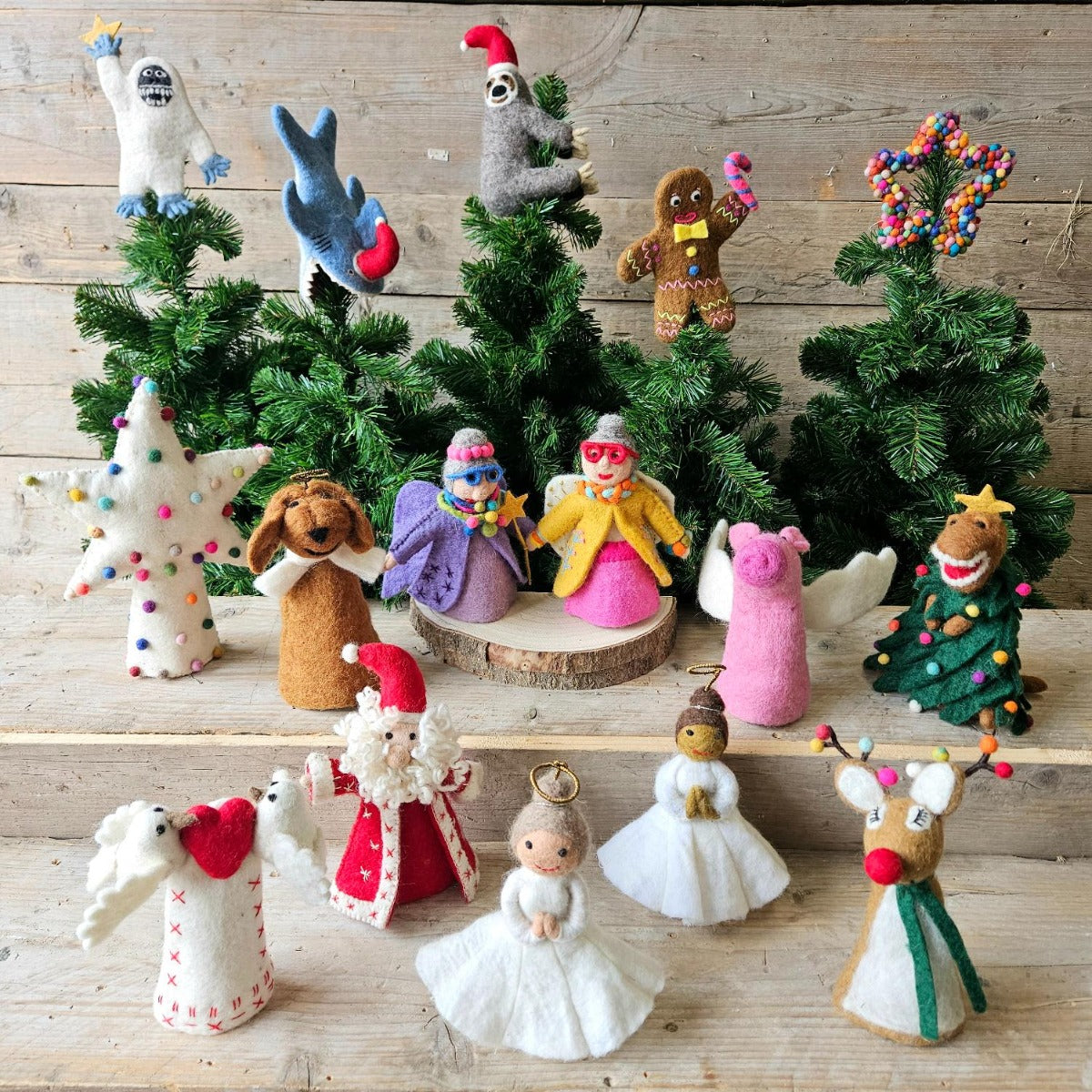 Handmade Felt Festive Yeti Christmas Tree Topper