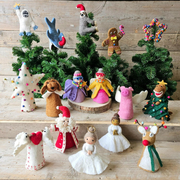 Handmade Felt Festive Yeti Christmas Tree Topper