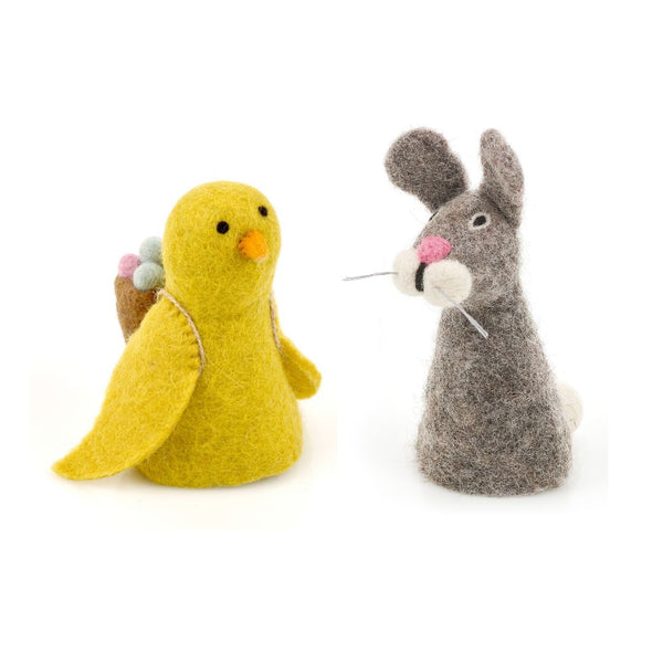 Handmade Biodegradable Felt Easter Yellow Chick or Grey Bunny Cosy Decoration