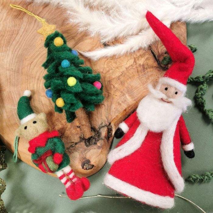 Handmade Felt Colourful Christmas Tree Hanging Decoration Felt - Main Image